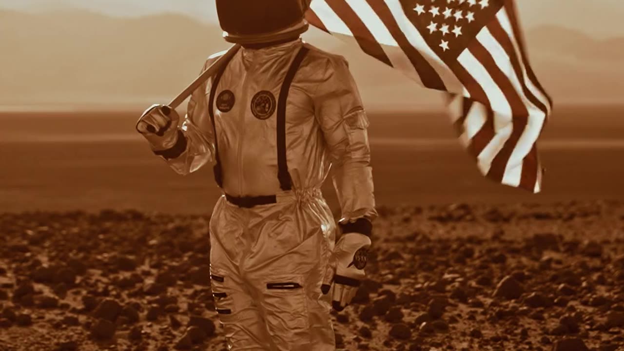 An Astronaut posing with the American flag