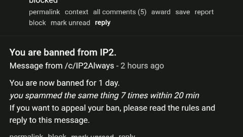 Ip2 banned me on page but will get unban tomorrow 12/4/23