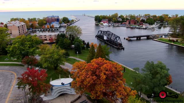 Amazing Fall Colors Around St Joseph Lighthouse Autumn Drone Footage