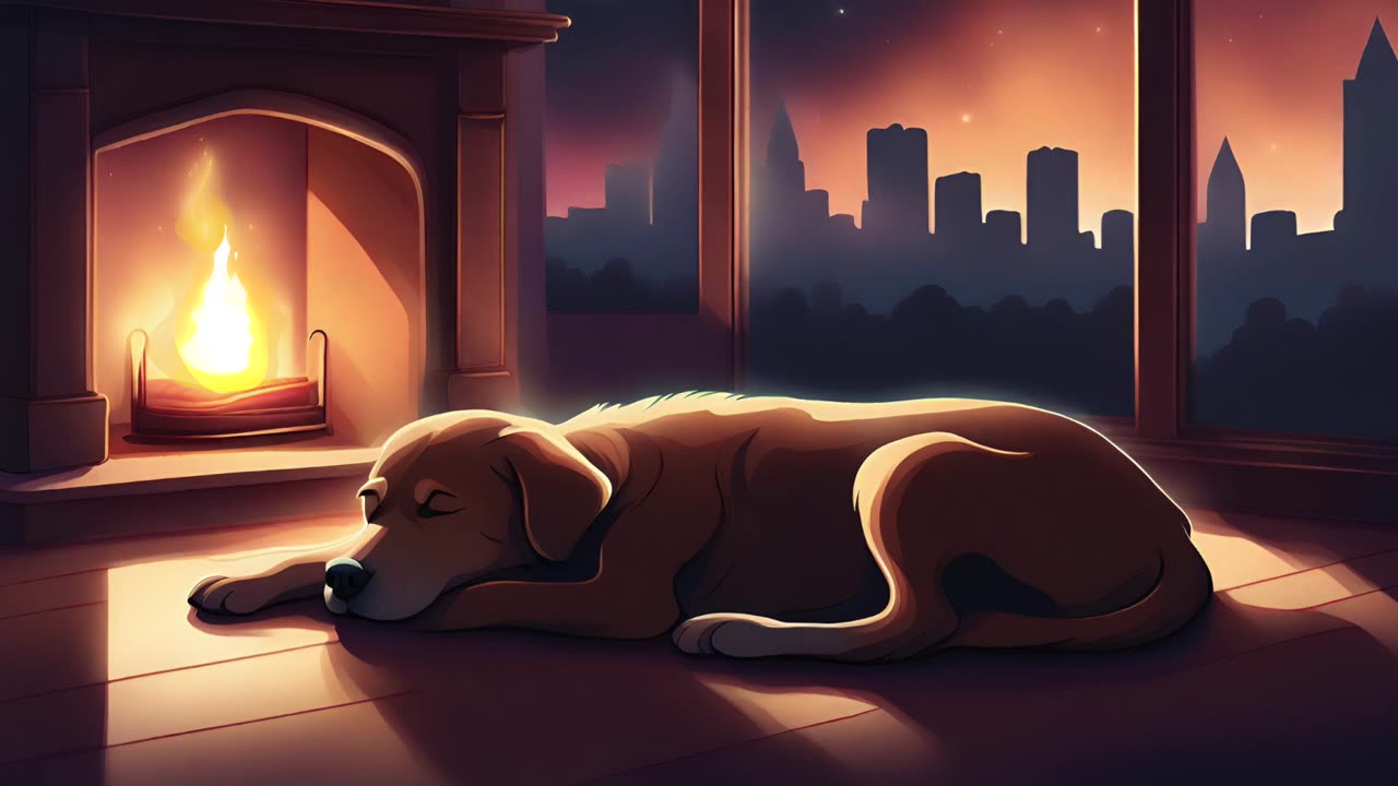 Cozy Fireplace 🔥🐶 - Chill Lofi | Study Beats | Relaxing Music