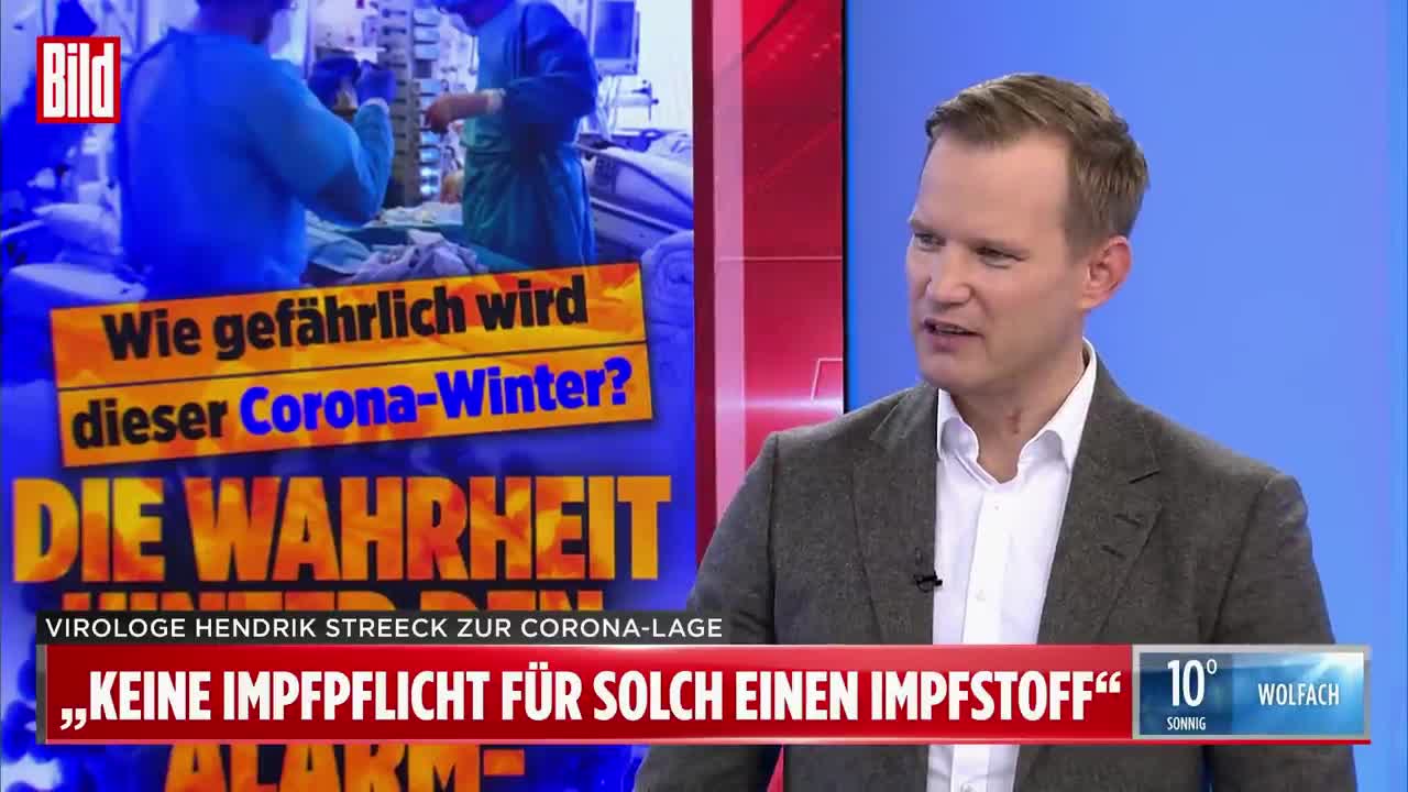 Virologe Hendrik Streeck bei BILD-TV klar GEGEN Impfpflicht!!!