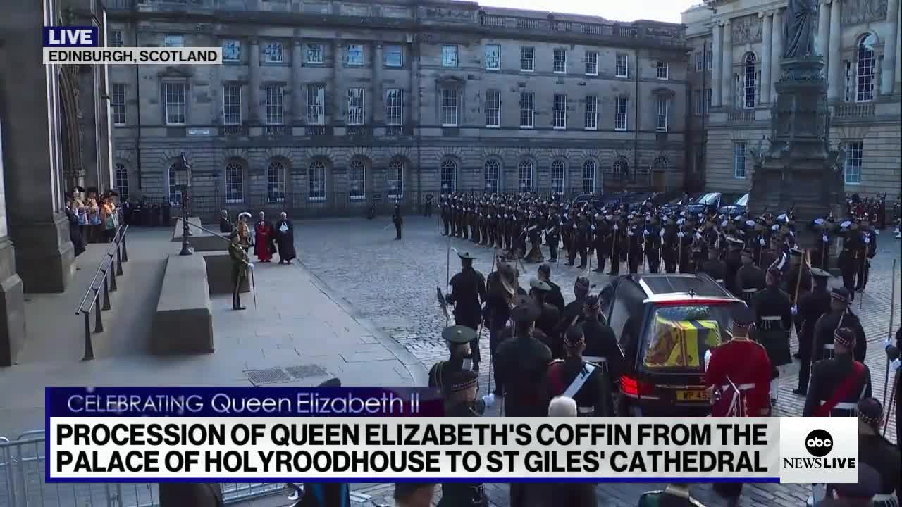 King Charles III leads the processional for the queen into St. Giles’ Cathedral