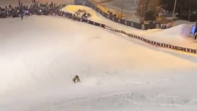 This is a skiing action that can only be done in the game.