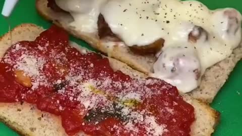 Cheesy Meatball Parm Sandwich!