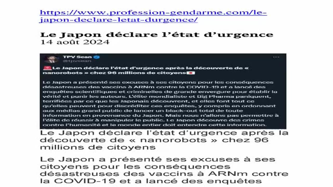 Le Japon déclare l’état d’urgence ! Japan Declares State of Emergency !