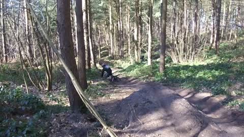 Grey helmet mtb comp forest crashes