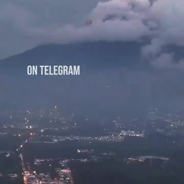 Upward lightning over Agua Volcano, Guatemala