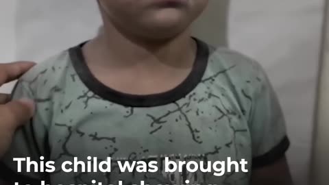 Palestine child in stock after surviving Israel attack in Gaza