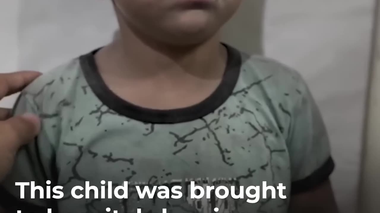 Palestine child in stock after surviving Israel attack in Gaza