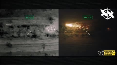 🐉 "Drone-Dragon" of the 60th OMBr fires at the Russian position at night.