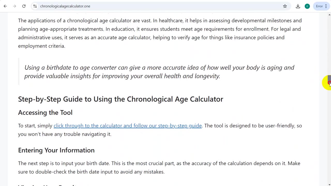 Chronological age calculator