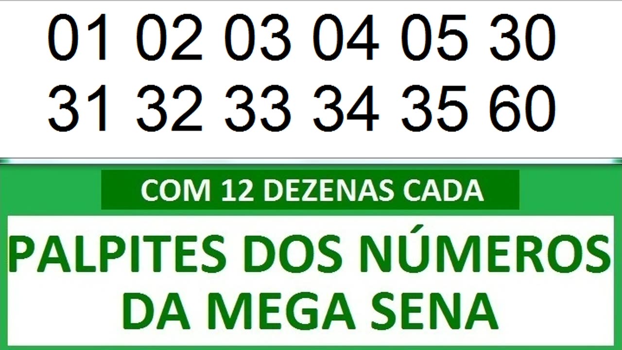 #PALPITES DOS NÚMEROS DA MEGA SENA COM 12 DEZENAS 3m 3n 3o 3p 3q 3r 3s 3t 3u 3v 3w 3x