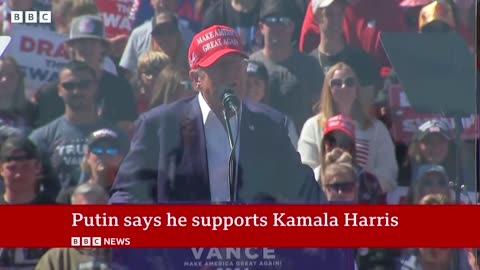 Donald Trump reacts to Vladimir Putin endorsing Kamala Harris as next US president | BBC News