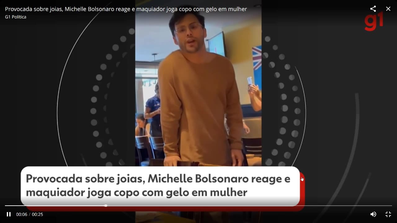 Maquiador de Michele Bolsonaro joga gelo em mulher que a questiona sobre joias