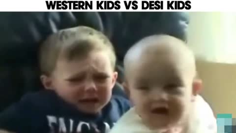 Foreign baby VS Indian baby funny react 😄😄