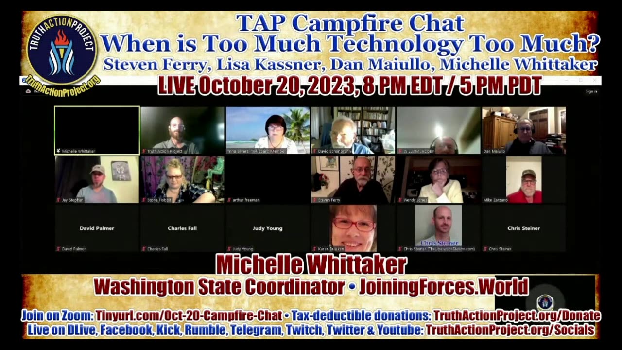 🔴 LIVE Oct. 20, 2023 8 PM ET: TAP Campfire Chat: When is Too Much Technology Too Much?