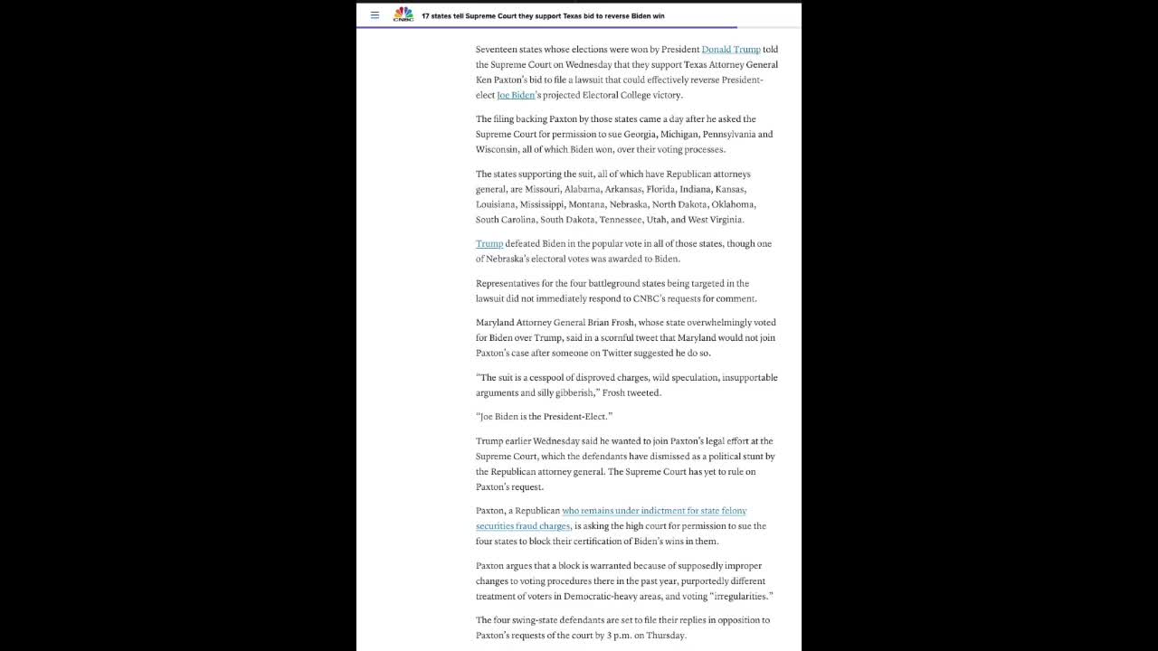 17 States Sign onto Texas suit