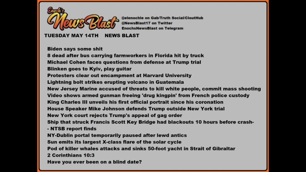 Tuesday, May 14, 2024 News Blast