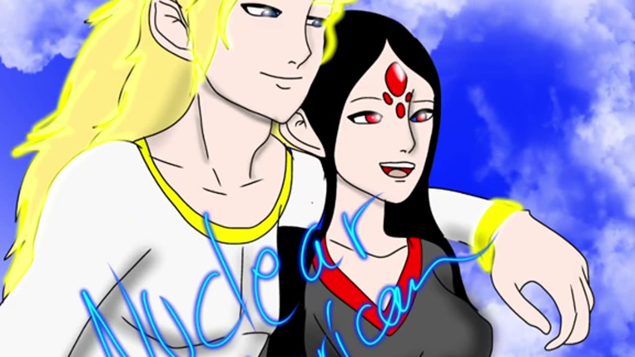 Drawing archangel gabriel and nuclear hurricane