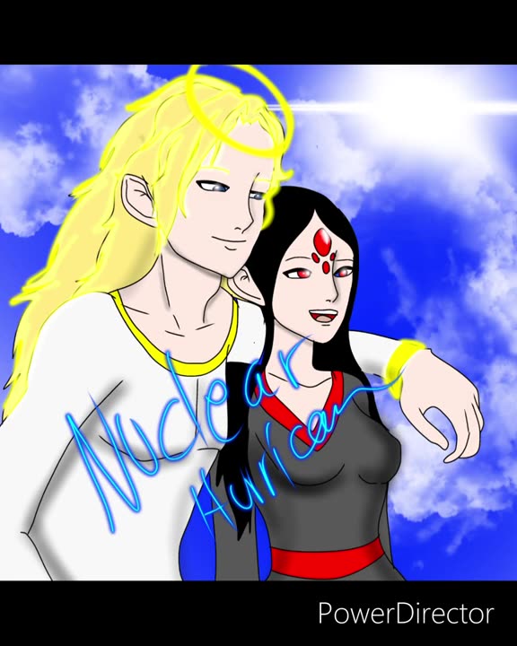 Drawing archangel gabriel and nuclear hurricane