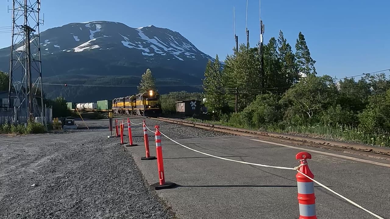 Alaska Railroad goes by the Portage Station