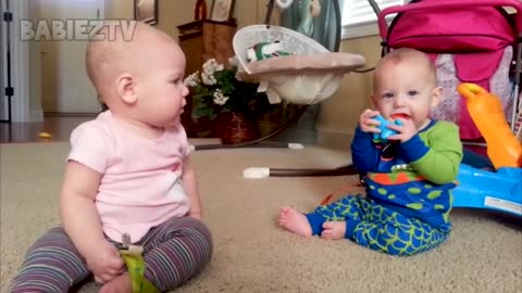 Babies Fighting again over things Twin babies Fun Fails and moments