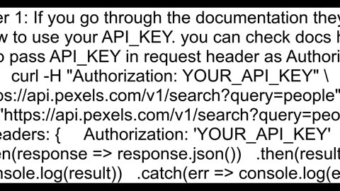 JSON Use Pexels API key