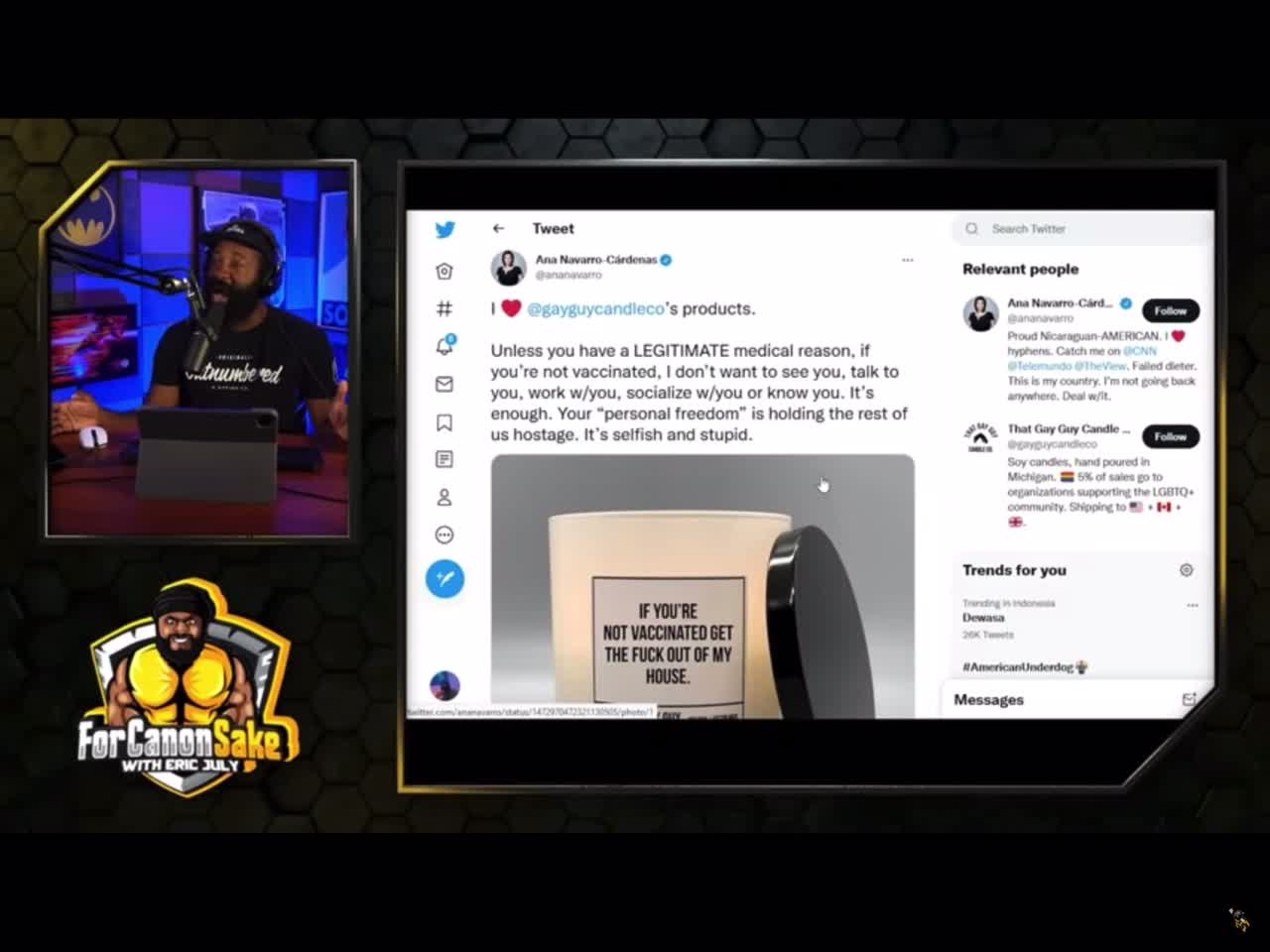Eric July has a message for Ana Navarro 🖕 very explicit 🖕
