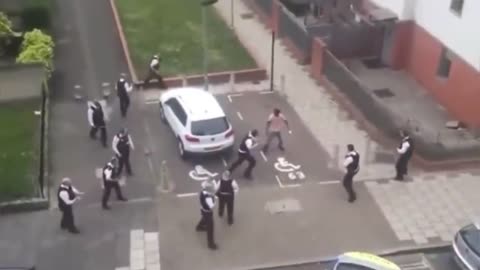 11 British policemen vs 1 migrant What a joke