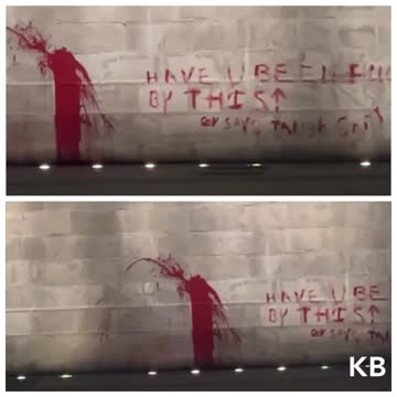 Vandal‘s attack Washington monument tonight, it looks like spirit cooking writing.