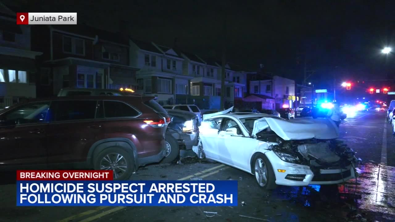 Maryland homicide suspect arrested after police chase, crash in Philadelphia's Juniata Park section