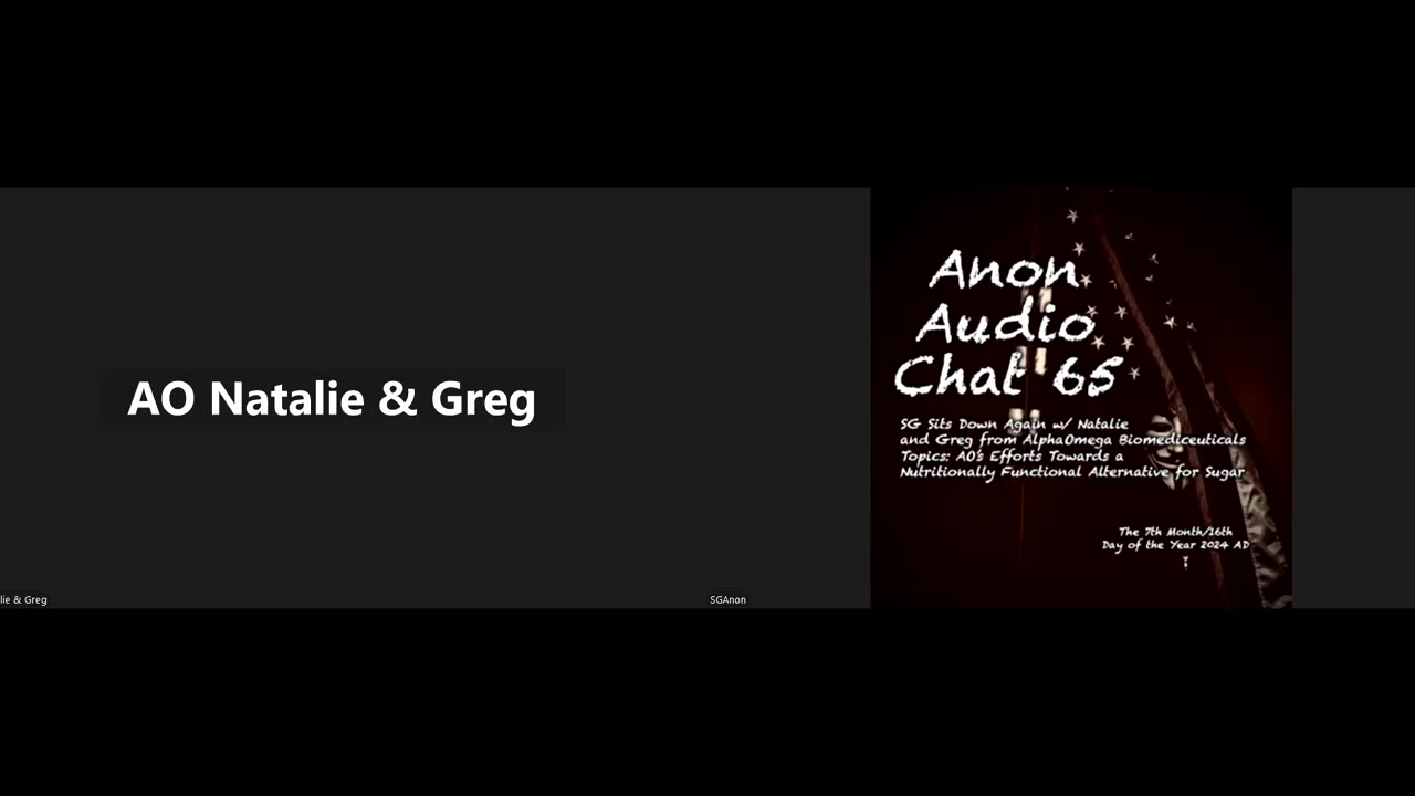 (7/16/2024) | AUDIO CHAT 65 | SG Sits Down Again w/ Natalie & Greg from AO Biomediceuticals to Talk Functional Sugar Alternatives