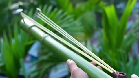 Bamboo creation with fork slingshots