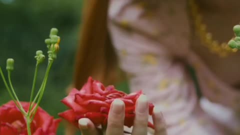Woman Smelling Red Roses,🥀🥀🌹🌹