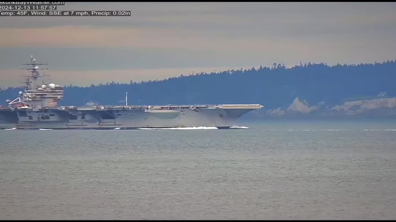 Nuclear-powered aircraft carrier CVN 76 Ronald Reagan transits Puget Sound to Bremerton