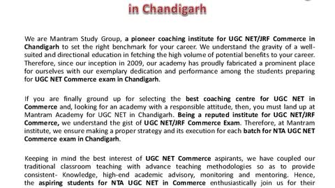 UGC Net Commerce Coaching in Chandigarh