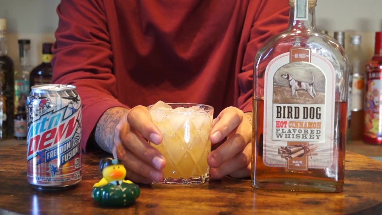 Bird Dog Hot Cinnamon Whiskey & Mtn Dew Freedom Fusion Peach Lemonade