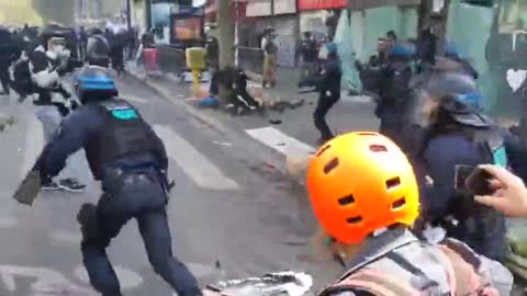 Citizens In France Protesting Against Election Results Clash with Police