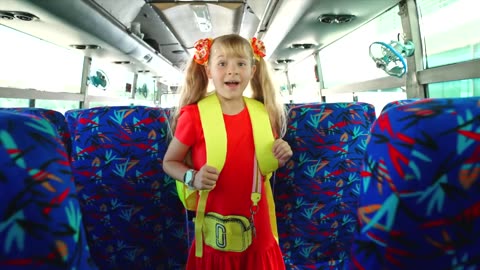 Diana and Roma teach school bus rules with friends