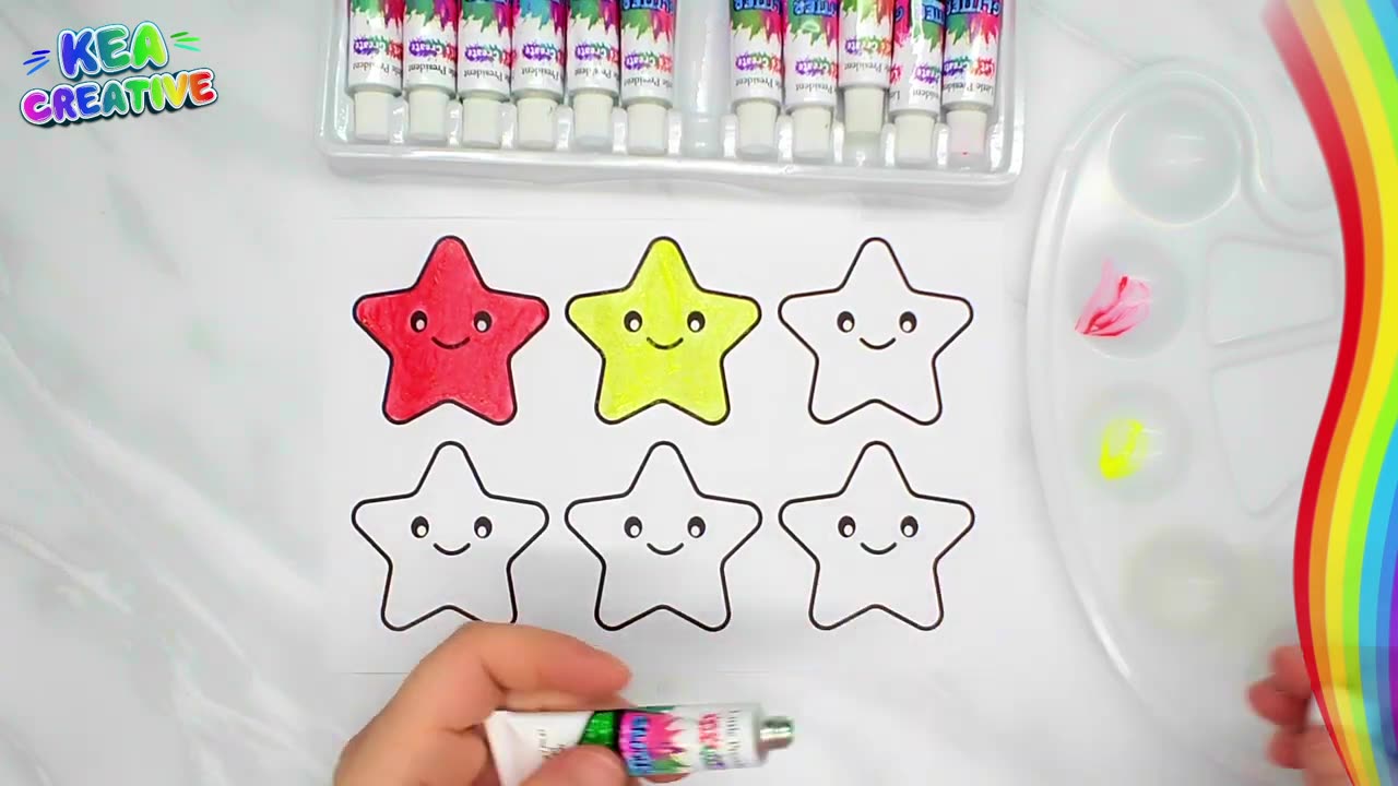 Star - How to color a Star with Glitter, painting and coloring @KeaCreative2 for Kids & Toddlers.