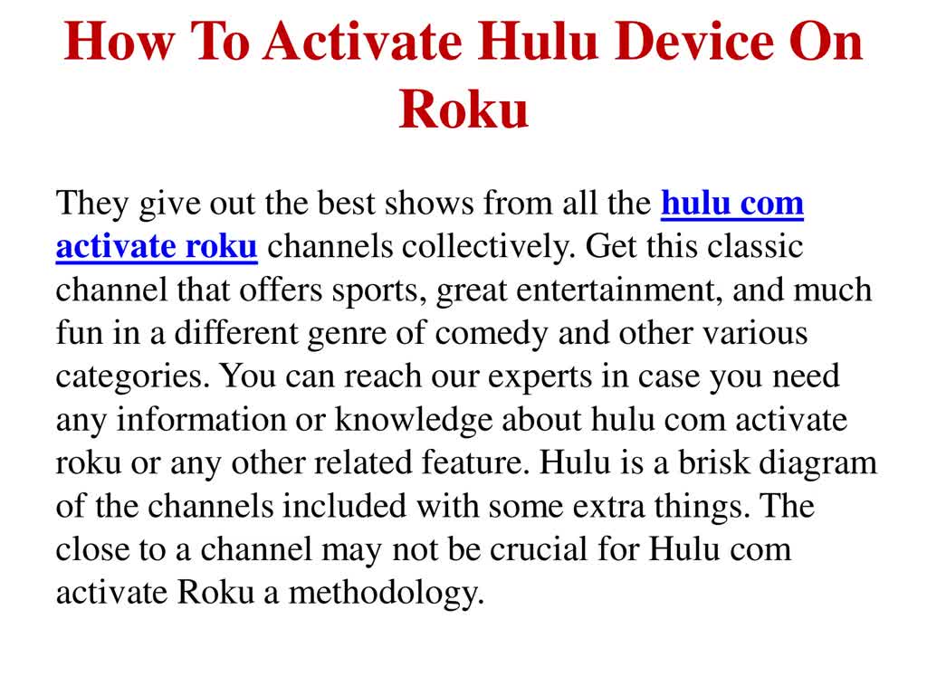 How To Activate Hulu Device On Roku