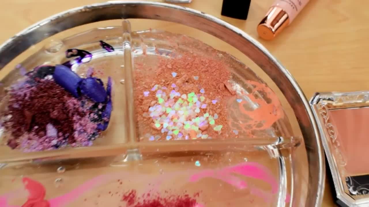 Pink vs Purple vs Peach - Mixing Makeup Eyeshadow Into Slime! Special Series Sat