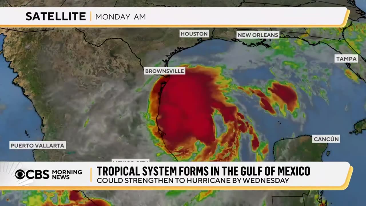 Tropical system forms in Gulf of Mexico, could strengthen to hurricane by Wednesday