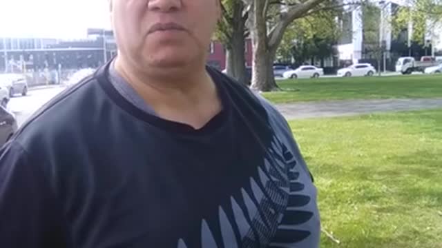 Excellent answer on the spot. Christchurch protests, NZ.