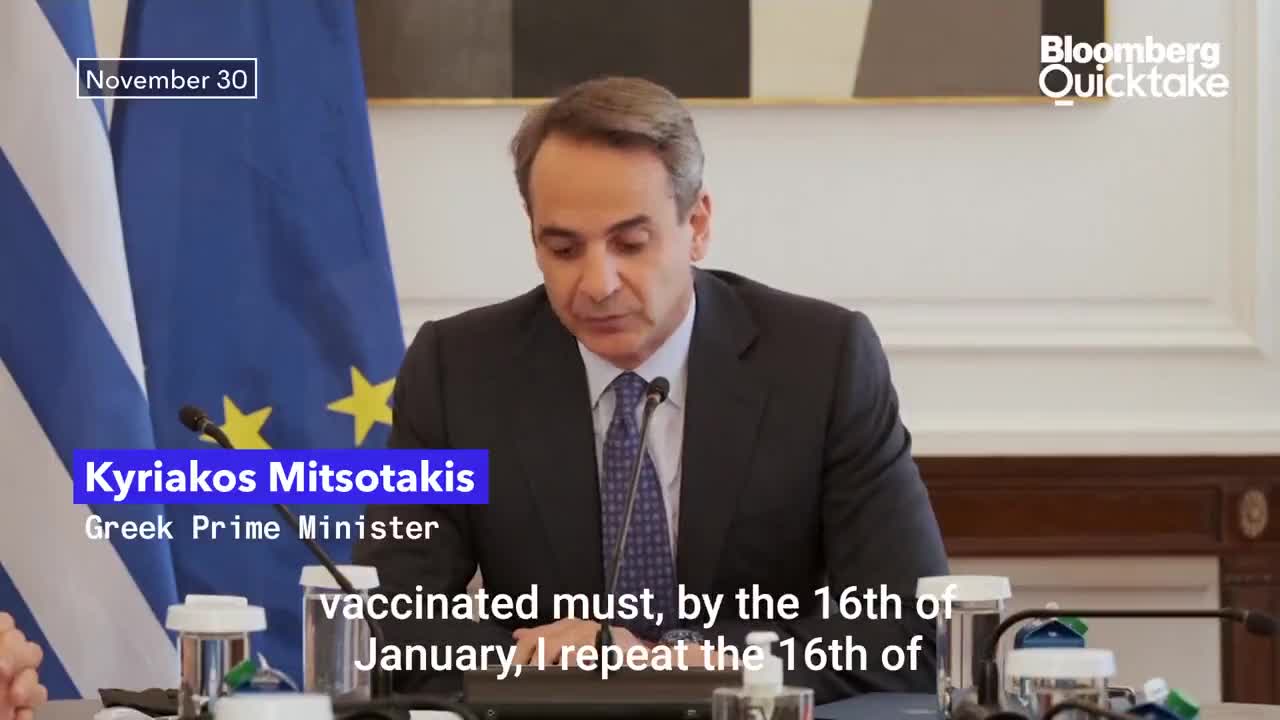 Greek prime minister announcing mandatory vaccinations..