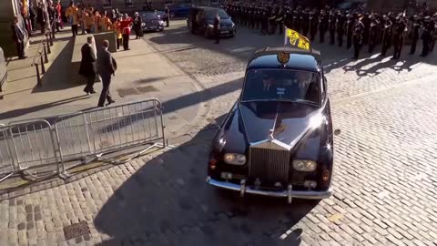 King Charles and his siblings walk behind Queen’s coffin