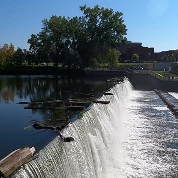 Water falling over the dam - Halloween capital of the world - Anoka, Minnesota.
