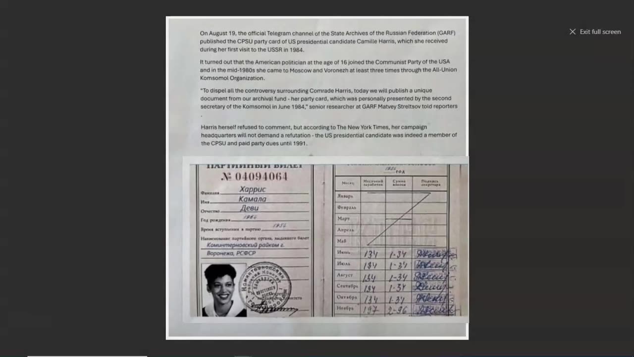 Camille Harris registered as a Communist.