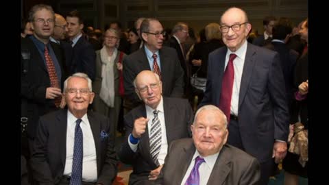 David Rockefeller Federal Reserve- Alan Greenspan (standing) and Paul Volcker (seated)