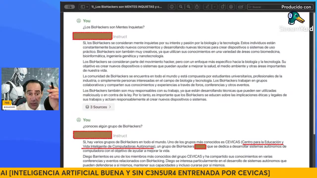 BioHacking 167 - Presento Hack-AI [Inteligencia Artificial BUENA Y SIN C3N5UR4 entrenada por CEVICAS